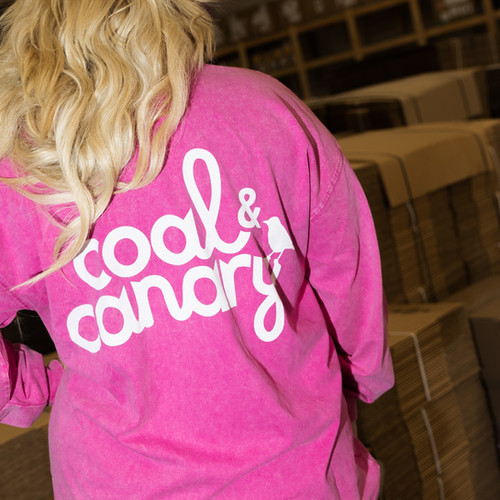 Pink Acid Wash Oversize Long Sleeve T-Shirt | coal-and-canary