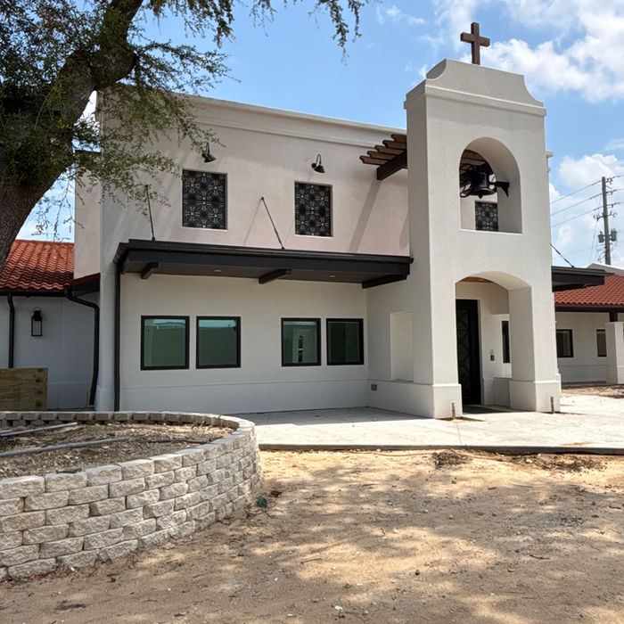 Commercial stucco building exterior under construction in Panama City, Florida