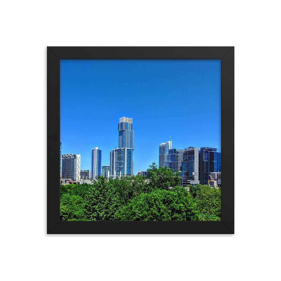 Thumbnail: Framed Poster (matte) Austin Skyline Spring 2019