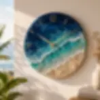 Resin Ocean Wave beach wall clock custom made by Liquid Alchemy, the premium resin art studio in Pune.