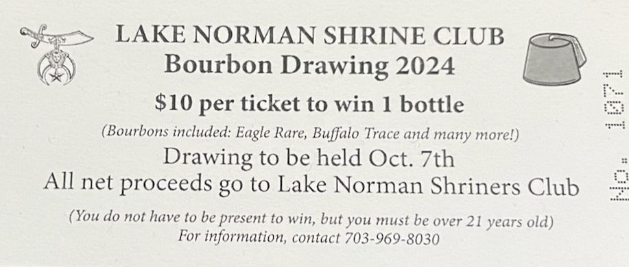 Lake Norman Shrine Club  Bourbon Drawing 2024