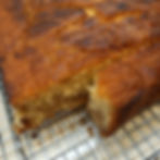 Delicious gluten-free toffee apple cake - with a slice taken out - too good to resist