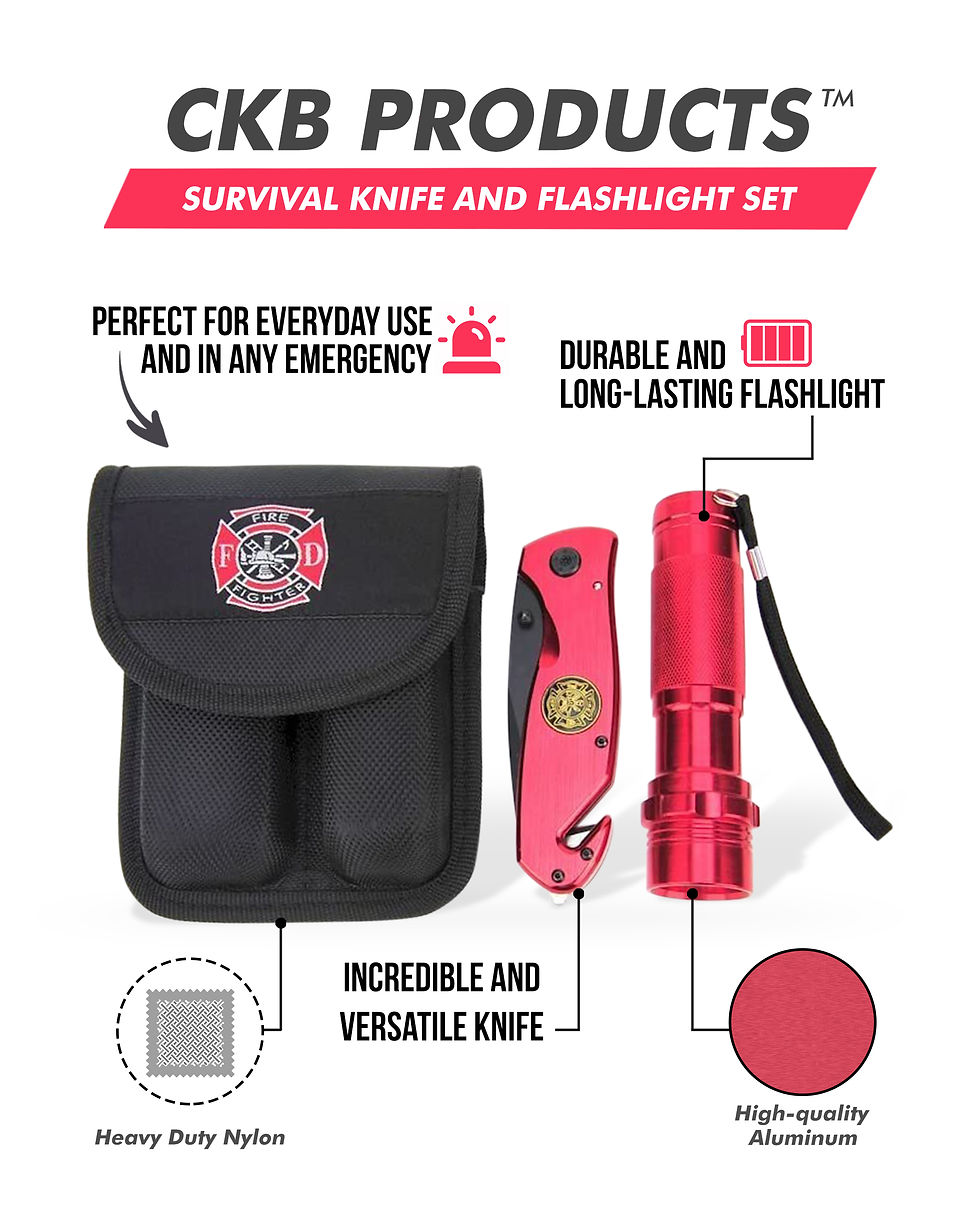 Thumbnail: Survival Knife and Flashlight Set - Red Finish - Firefighter - LED