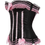 Thumbnail: F1222 Light Pink Lace Ribbon Black Corset