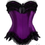 Thumbnail: F1267 Black Ribbon Lace Purple Satin Set