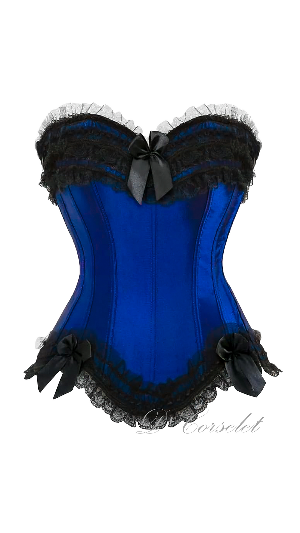 F1121-5 Black Lace Ribbon Blue Corset