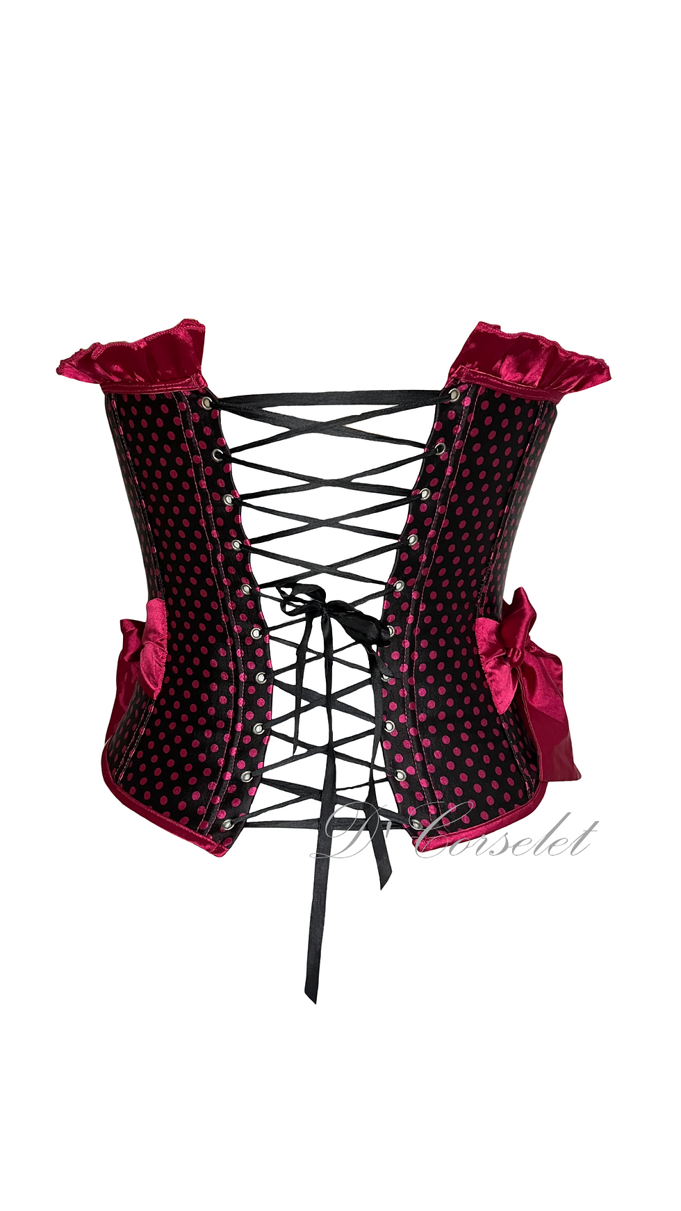 Thumbnail: F1397 Hot Pink Ribbon Polkadoted Corset