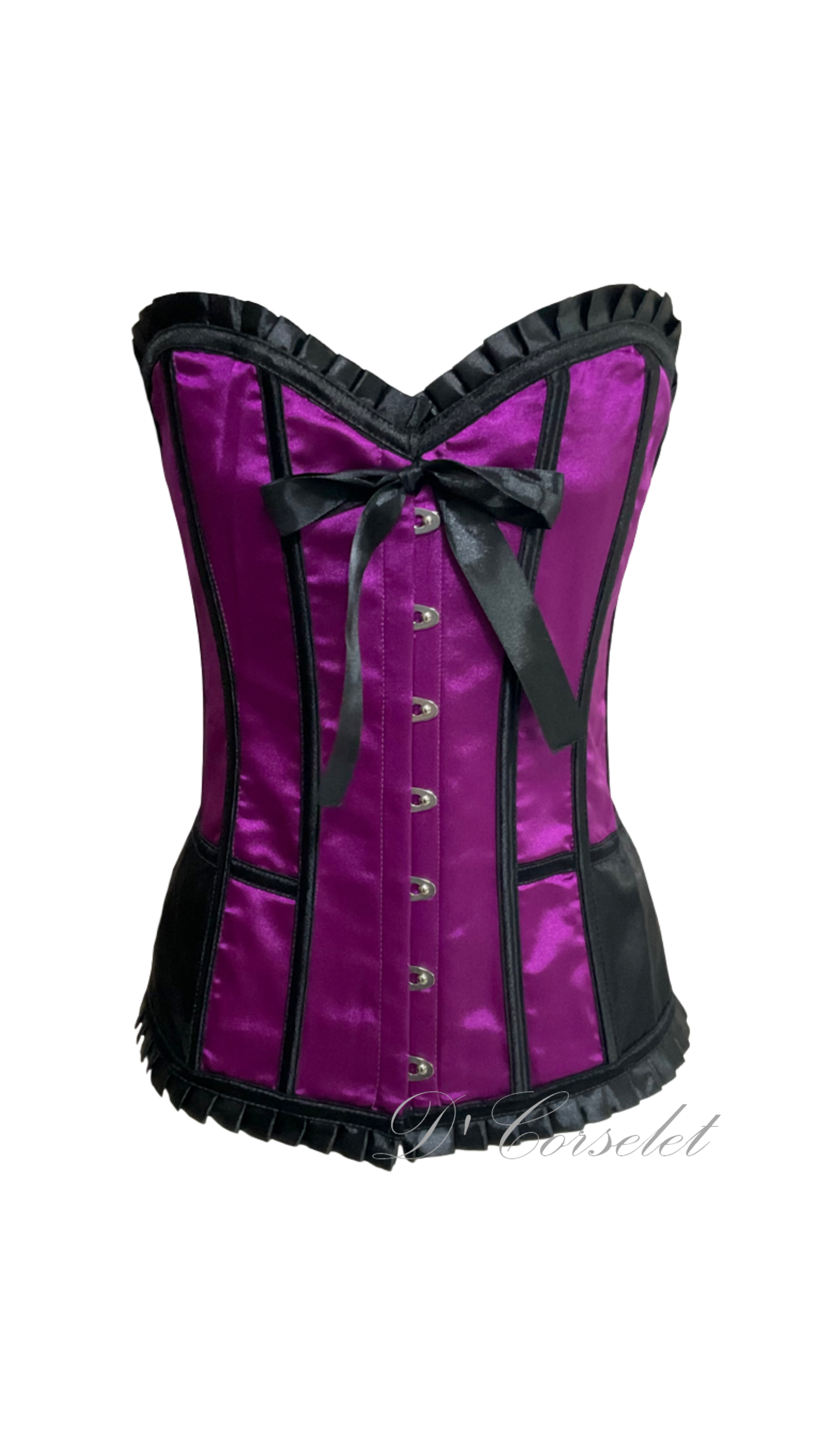 F1890 Black Waist Patch Purple Satin Corset