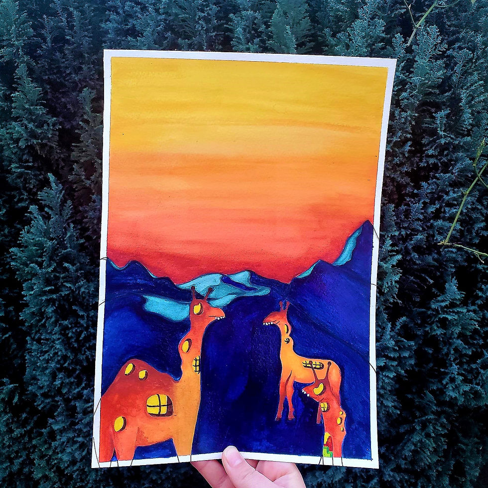 Peinture avec caméléidés imaginaires