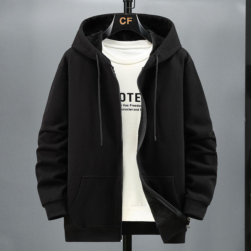 Thumbnail: Fleece Lined Hooded Cardigan for Men