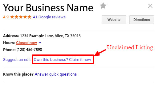 claim your google business page