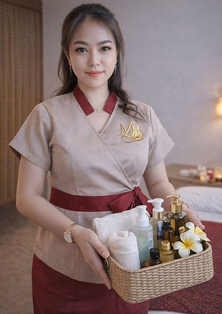Professional massage therapist providing an in-room treatment in Bangkok
