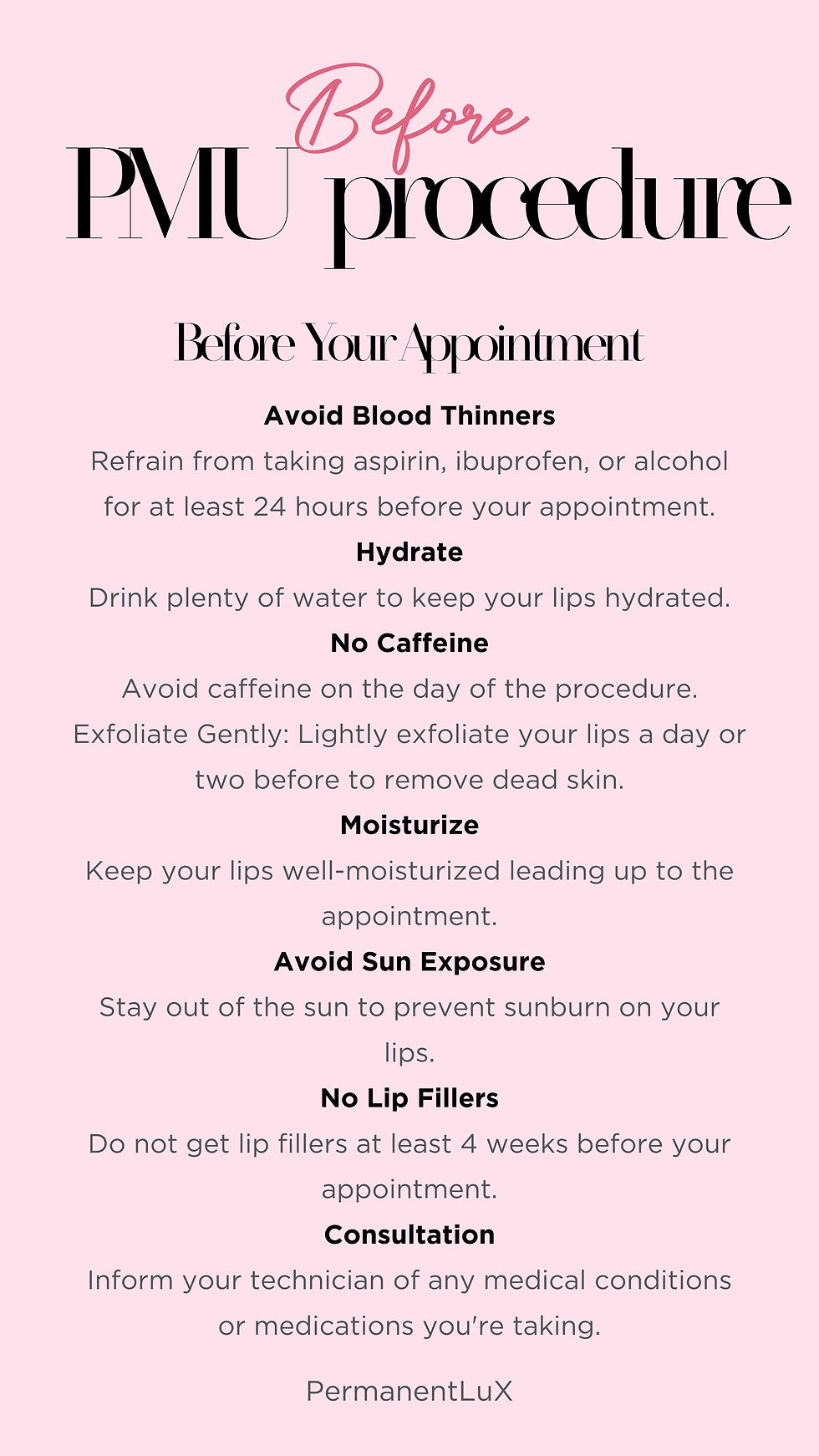 Permanent Makeup Before your appointment