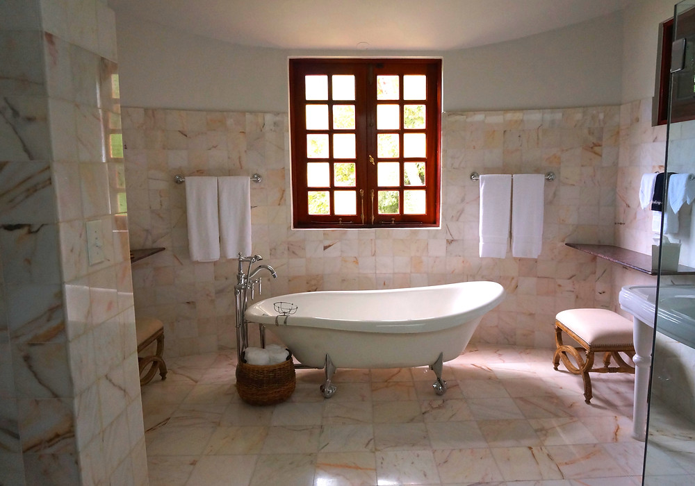 Bathroom installation with freestanding bath in a property in Cardiff, South Wales