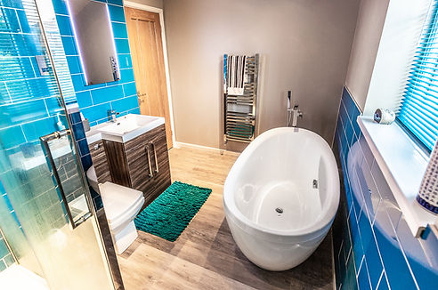 A new bathroom installation inside a house in Cardiff, South Wales