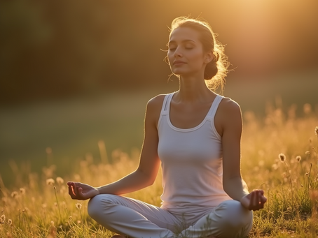 woman meditating outside