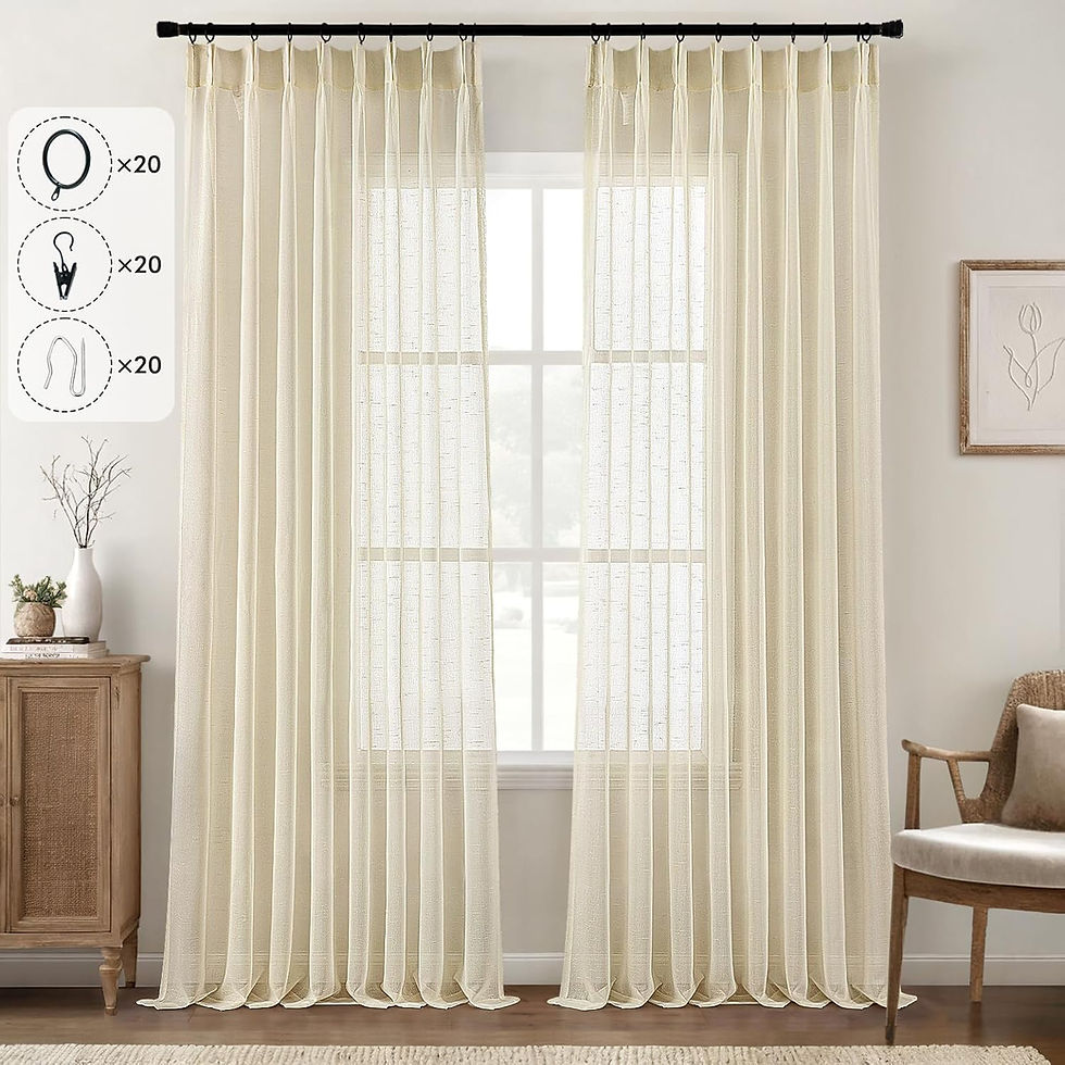 Perdele cu bandă voal, Miulee, 4 optiuni de fixare, set 2 , 132 x 160cm, bej