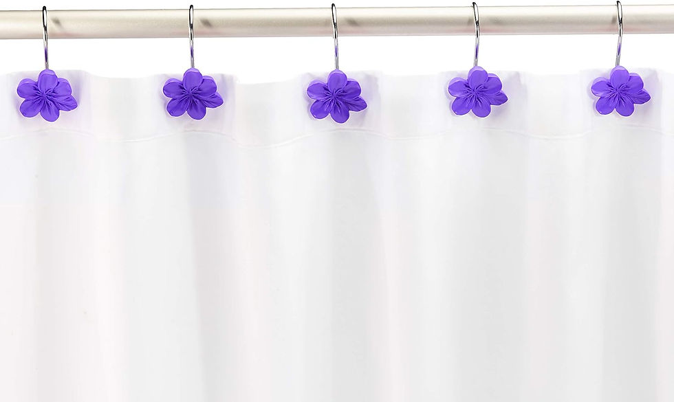 Carlige pentru perdele de duș, Amazon basics, motiv floral, set de 12