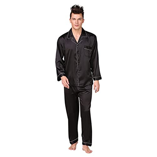 Pijama DEBAIJIA satin, negru barbati, marimea L