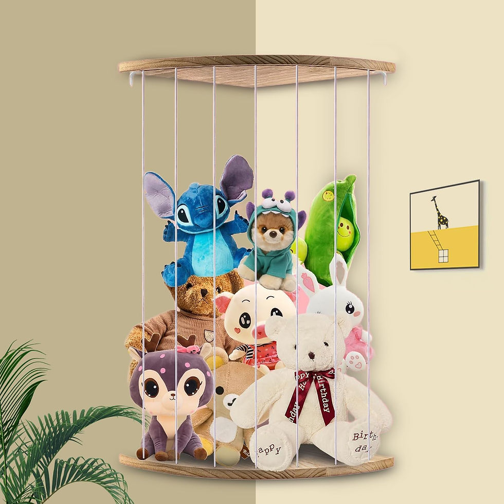 Organizator jucarii de plush, Rodelna, inaltime reglabila, baza de lemn masiv