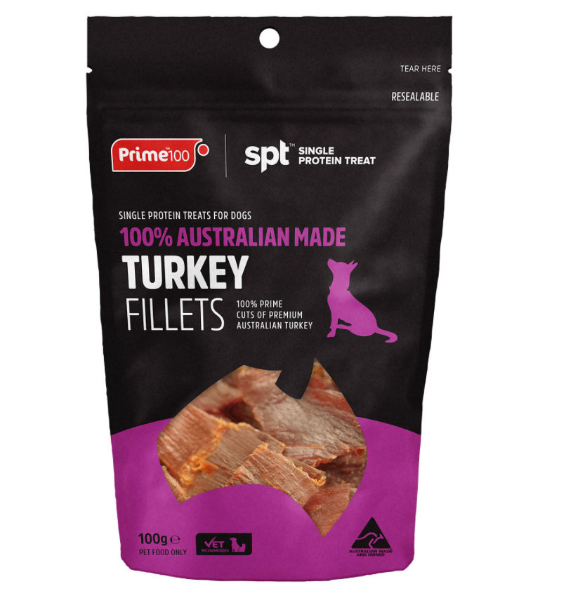 Prime100 SPT Single Protein Turkey Fillet Treats For Dogs 100g