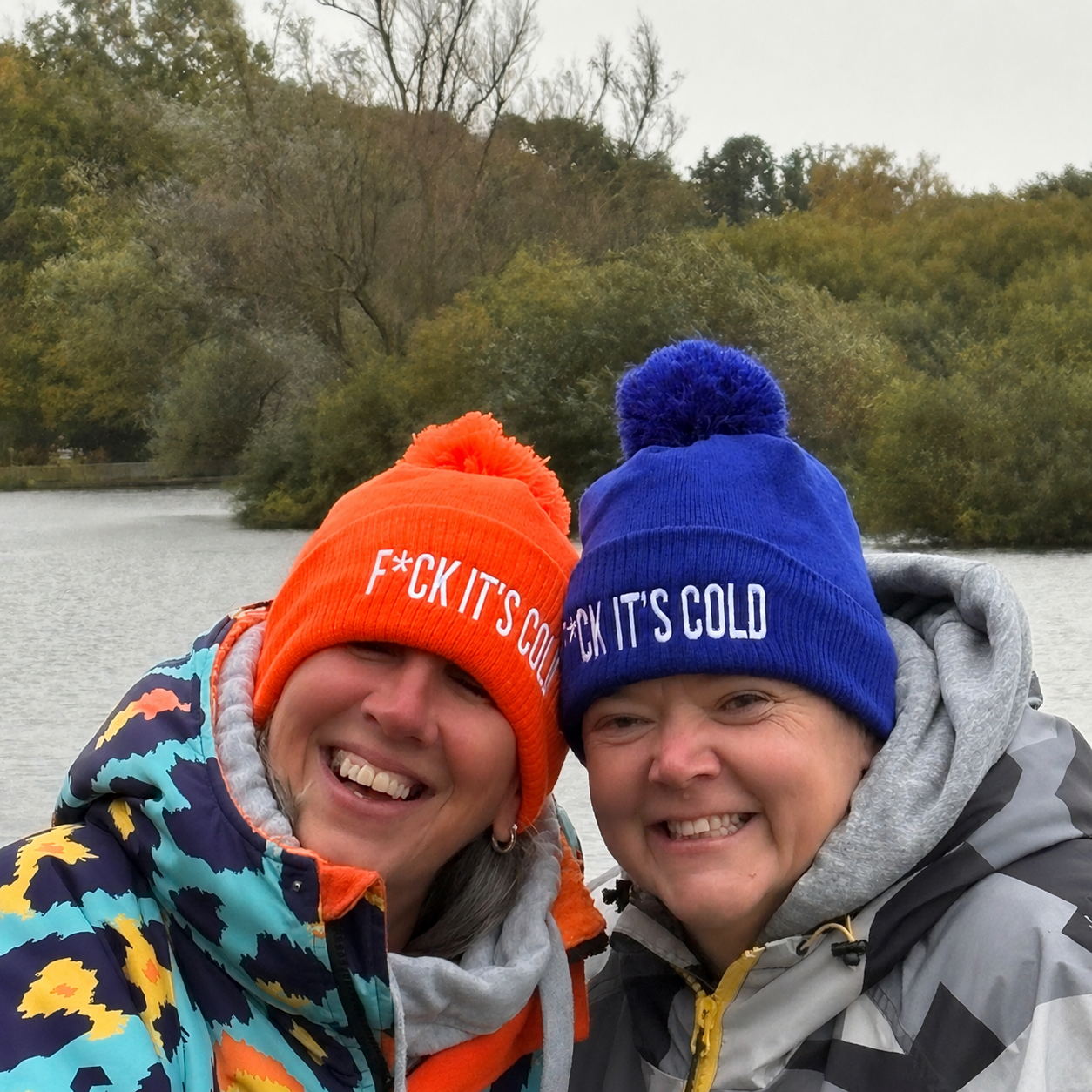 "F*ck It's Cold" Double Layer Bobble Hat - Bright Orange