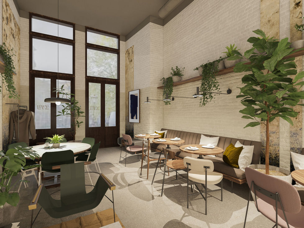 Interior architecture of a renovated coffee place and restaurant in Utrecht