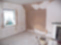 Bedroom with drying plaster on the walls