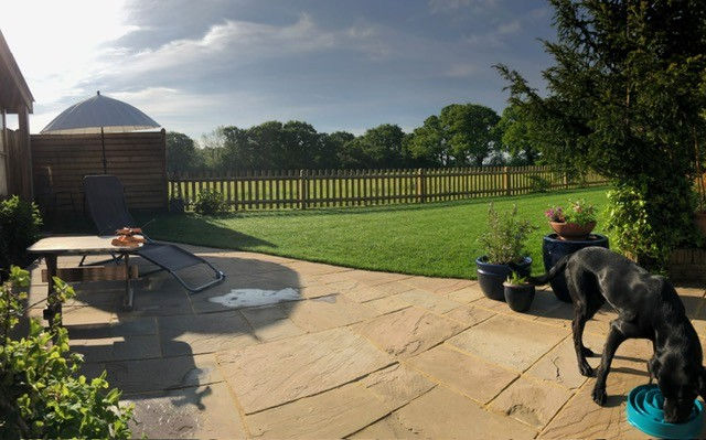 Back garden with field views