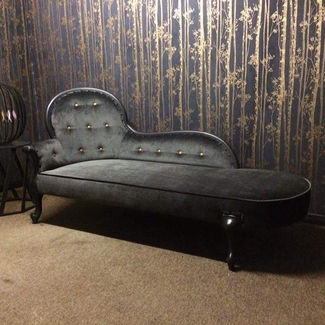 Grey velvet chaise lounge