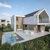 outside render. modern house, exactly the same percpective, high quality, full deatailschange the bushes for live (3)