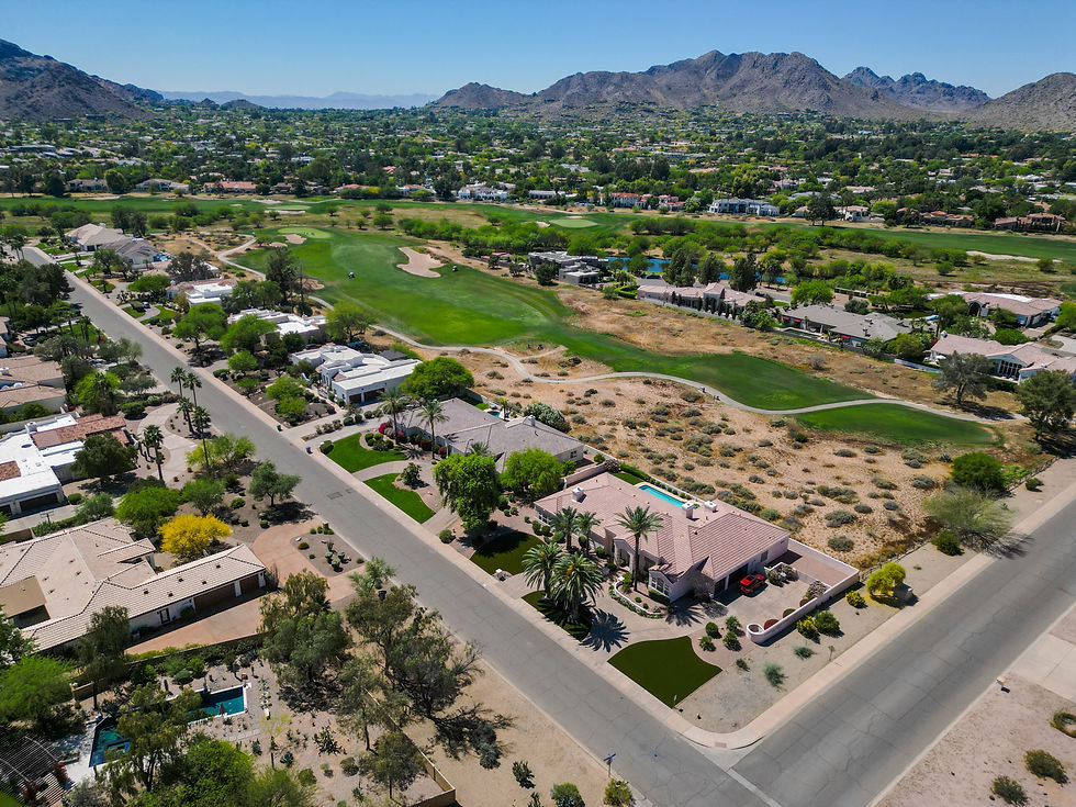 Aerial photo of phoenix home with golf course