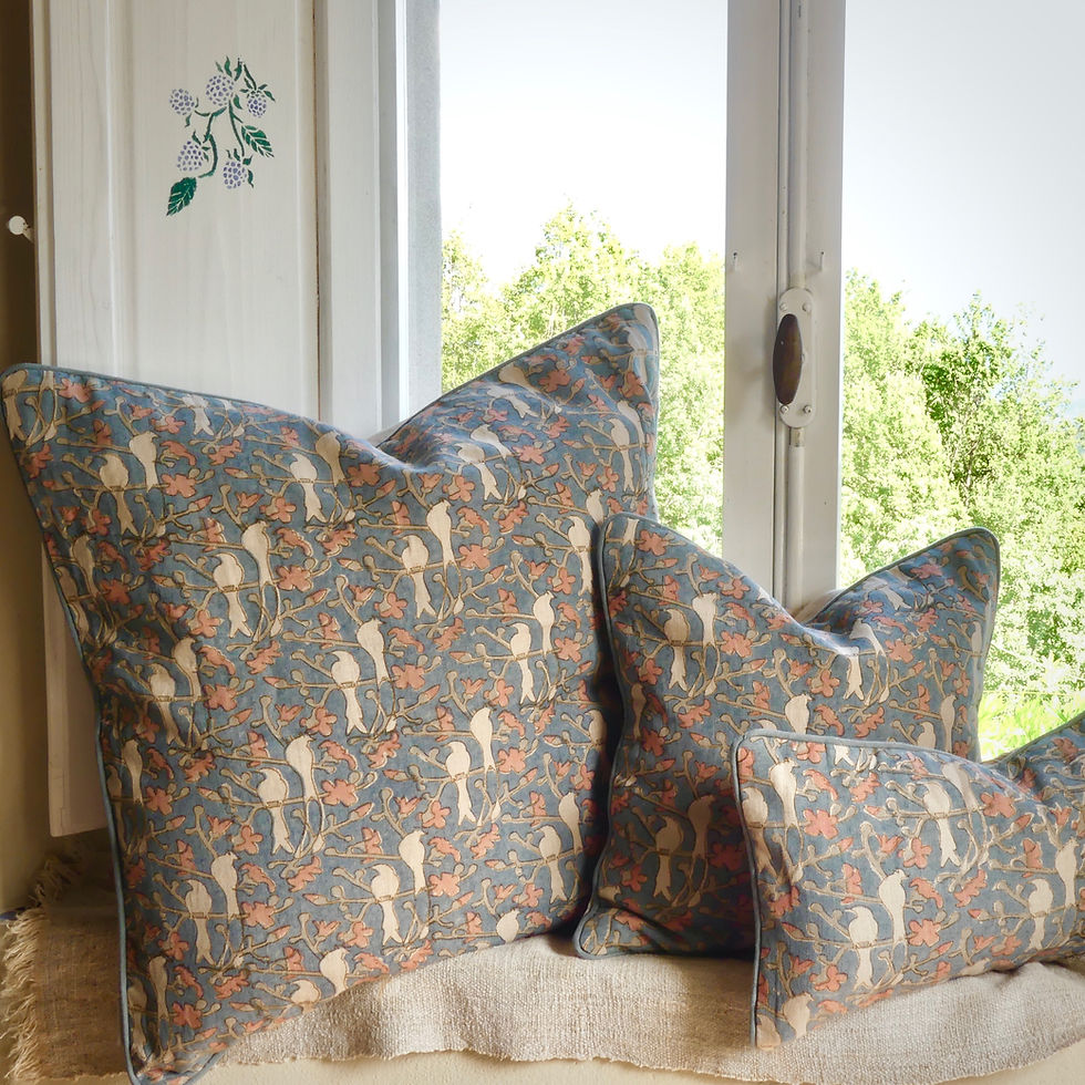 Thumbnail: 60cm Birds in Blossom linen cushion cover
