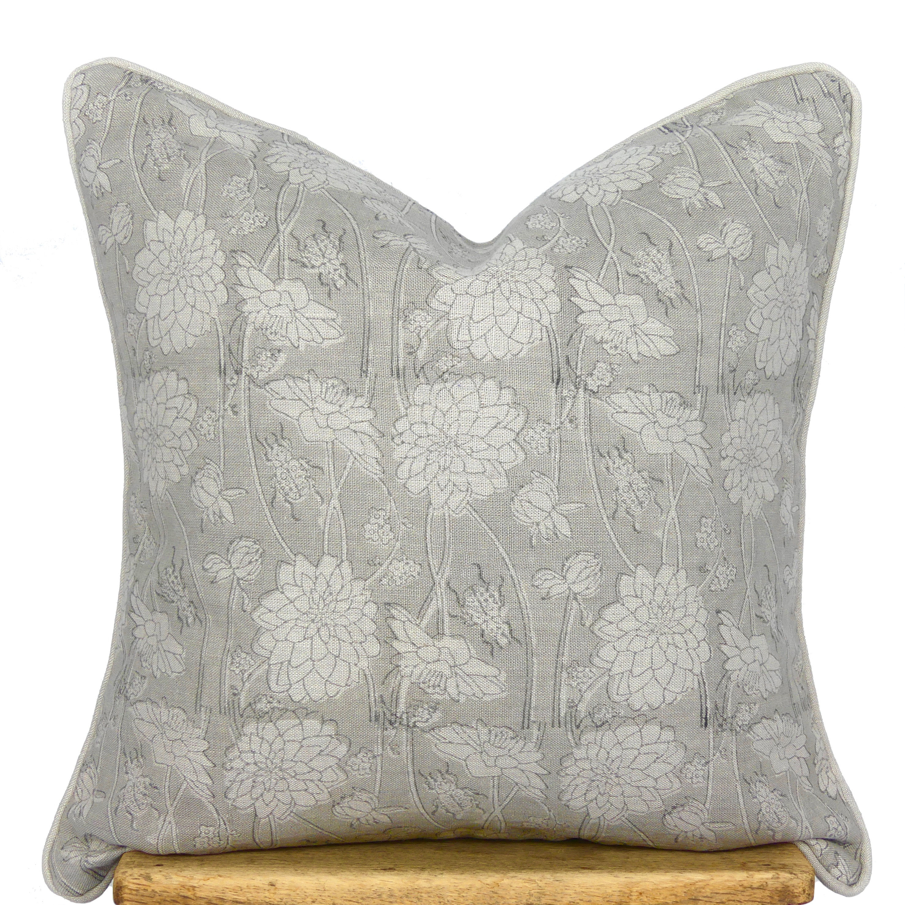 40cm Dahlia & Beetles linen cushion cover