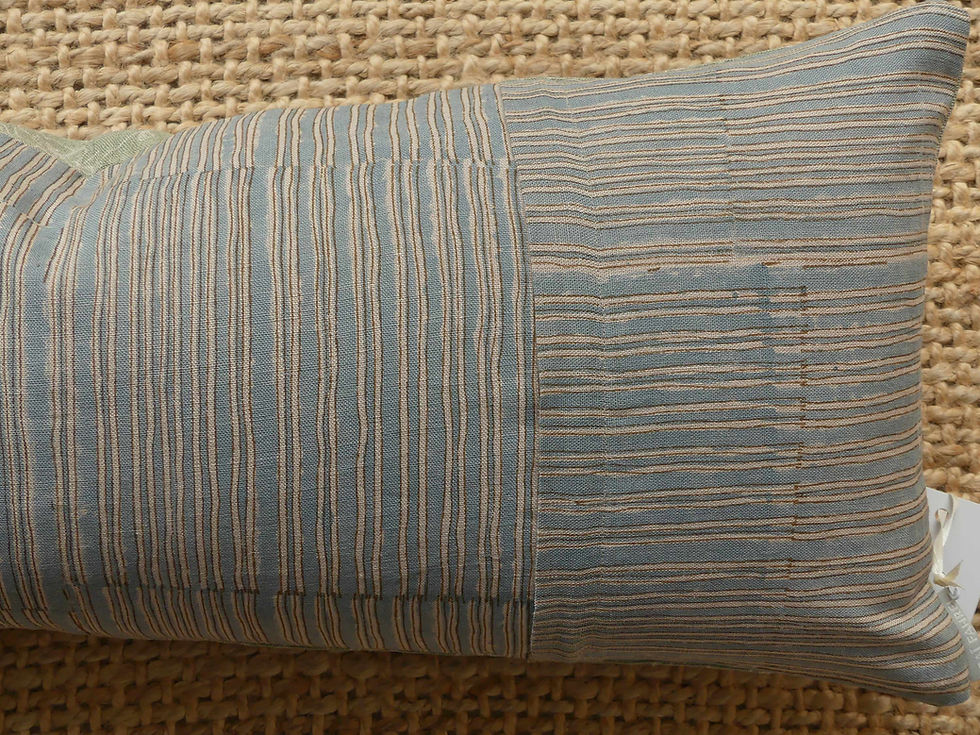 Thumbnail: Moss and Indigo Hawk Moth Linen lumbar pillow