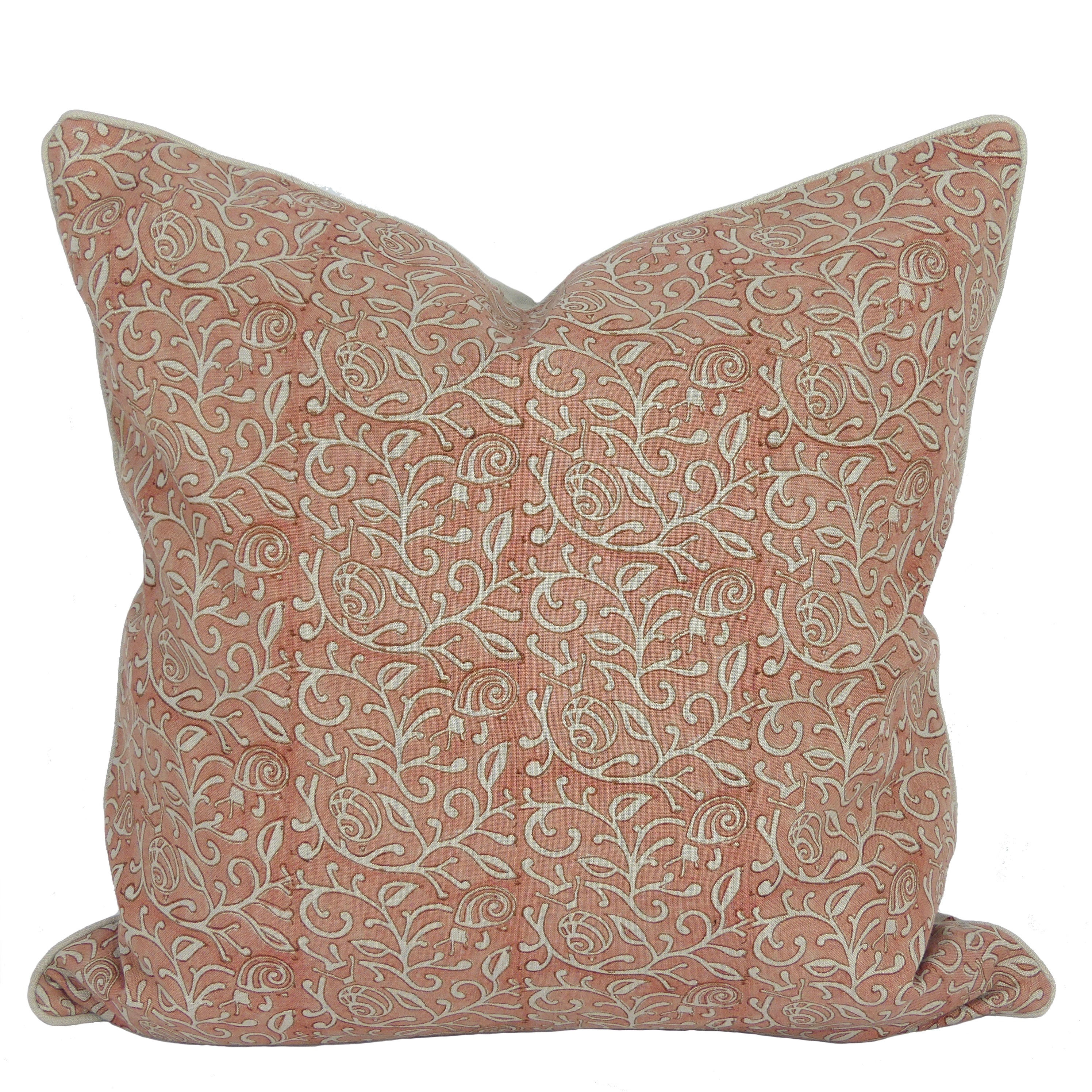 60cm Snails in Leaves linen cushion cover