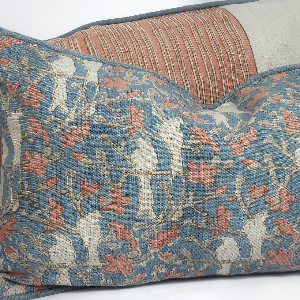 Thumbnail: 25/45cm Birds in Blossom linen accent pillow