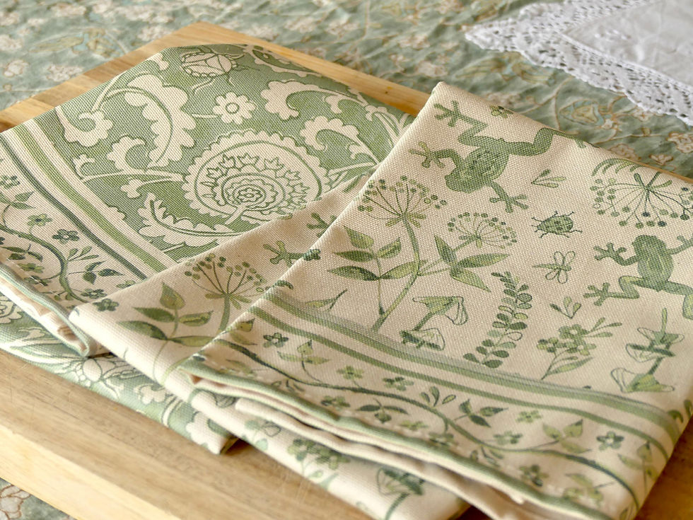 Thumbnail: Organic cotton tea towels. Soft leafy green premium quality tea towels