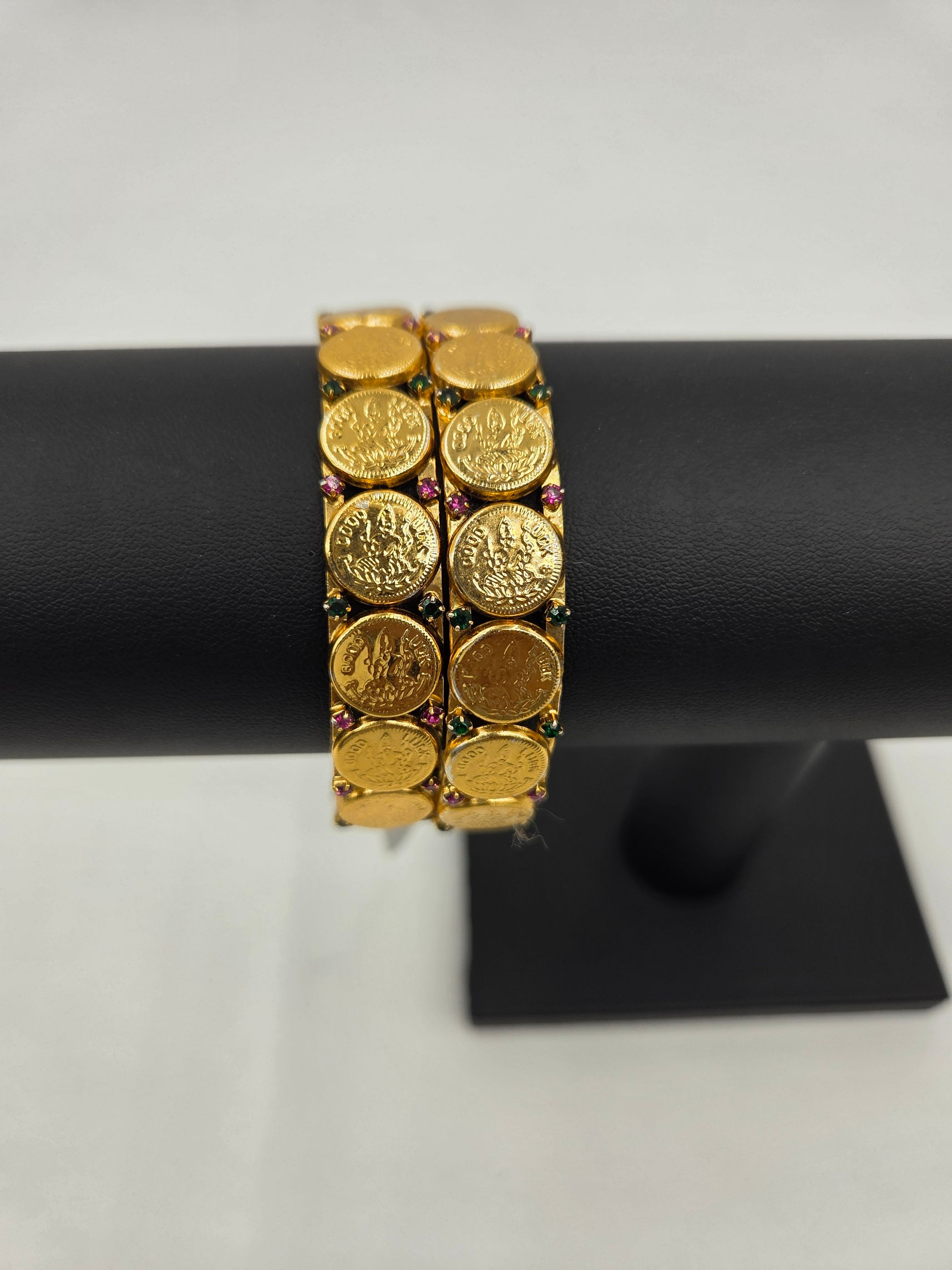 Lakshmi Coin Victorian Bangles Pair, Size 2.4