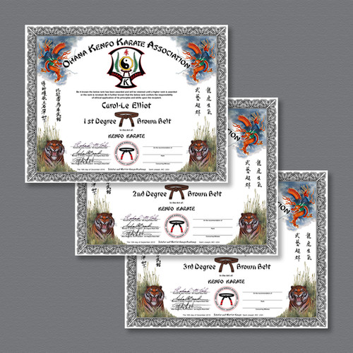 Brown Belt Certificates Ohana Kenpo