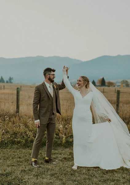 couple first dance in the montana mountains