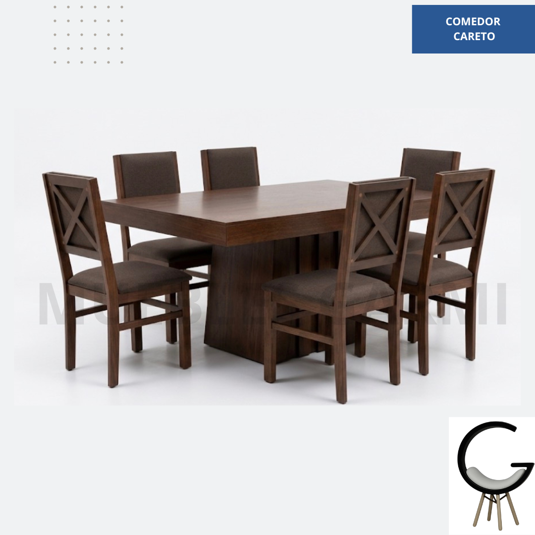 COMEDOR 6 SILLAS  TAPIZADAS  COLOR PAROTA CARETO