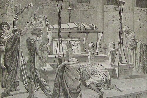 Burying the body of Joseph.