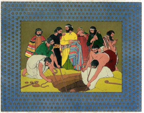 The brothers throwing Joseph in the pit.