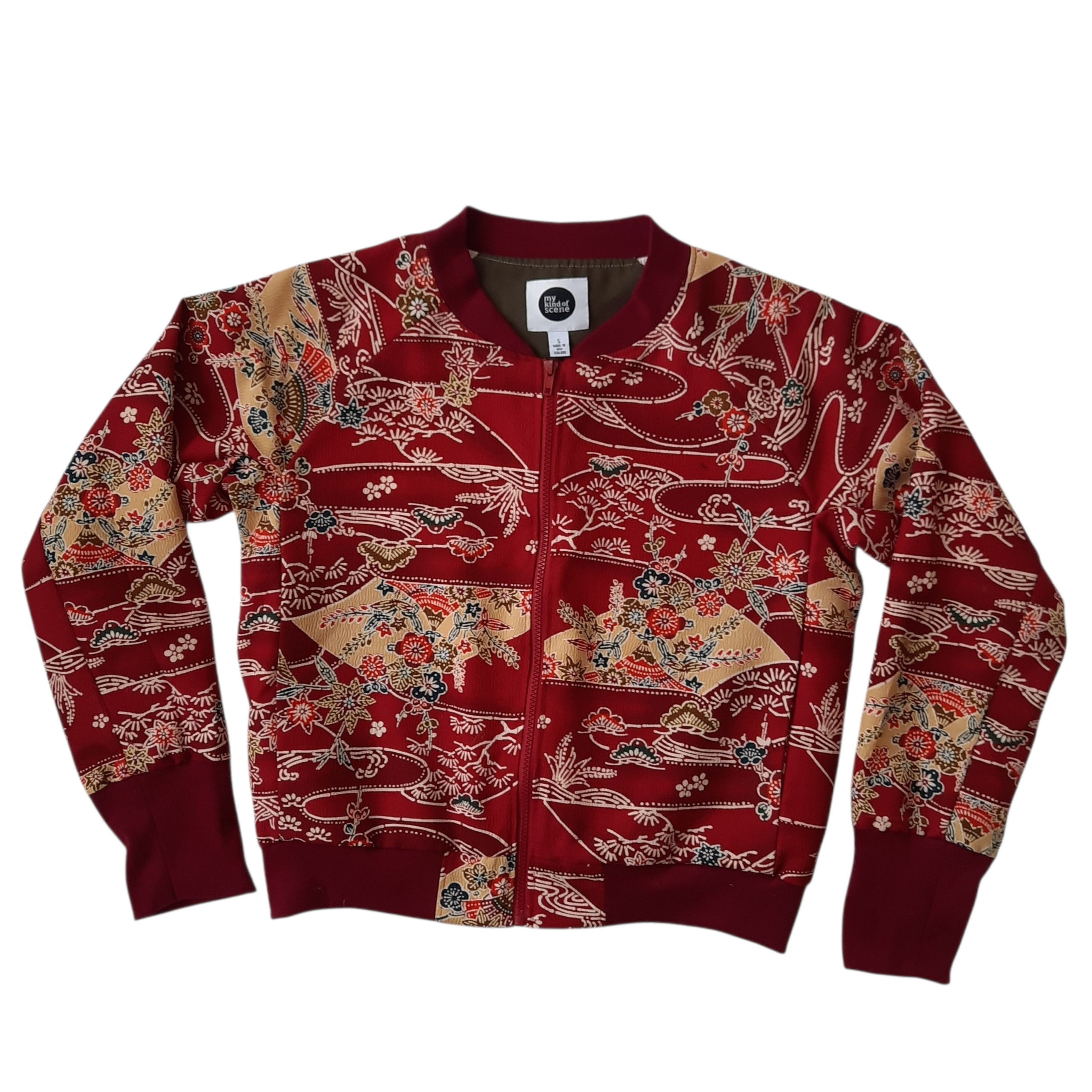 Dark red Bingata print (Small)