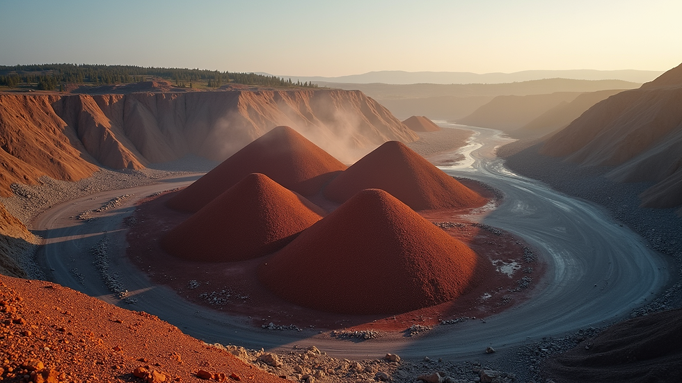 High angle view of copper ore stockpile at a mining site