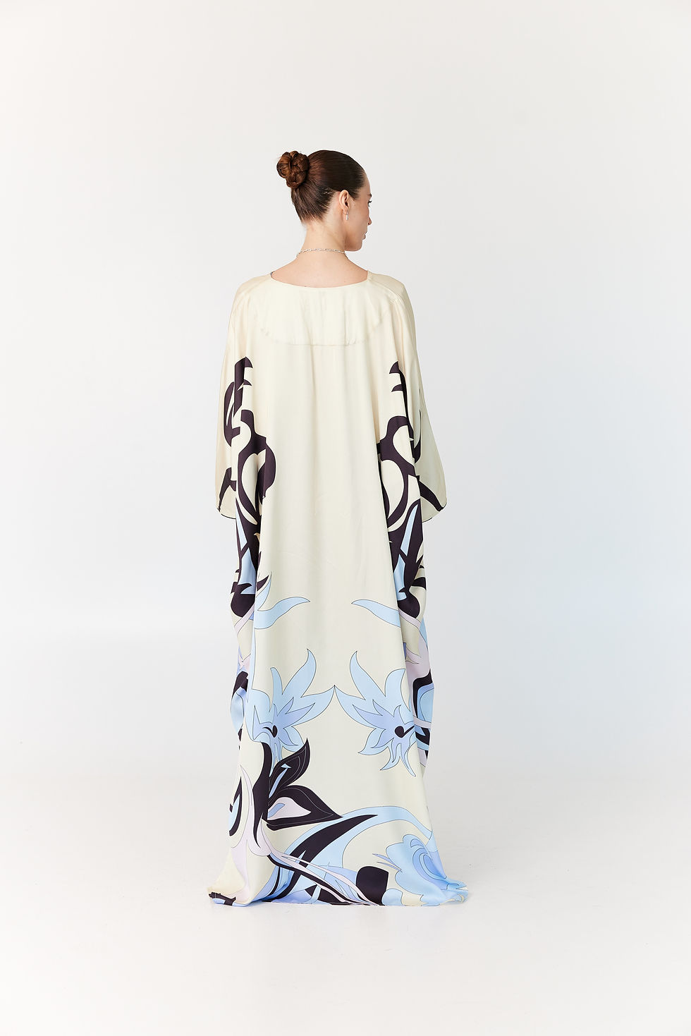 Thumbnail: Pastel cream floral-inspired print kaftan 