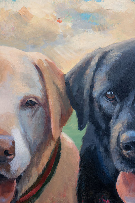 Portraitmalerei zweier Hunde auf Leinwand 60 x 80 cm