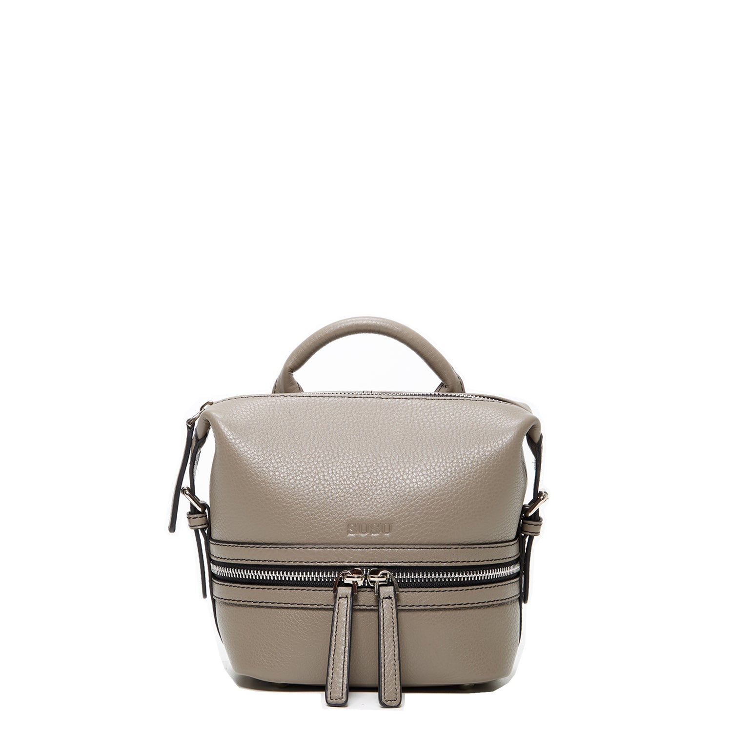 Gray Leather Backpack / Purse
