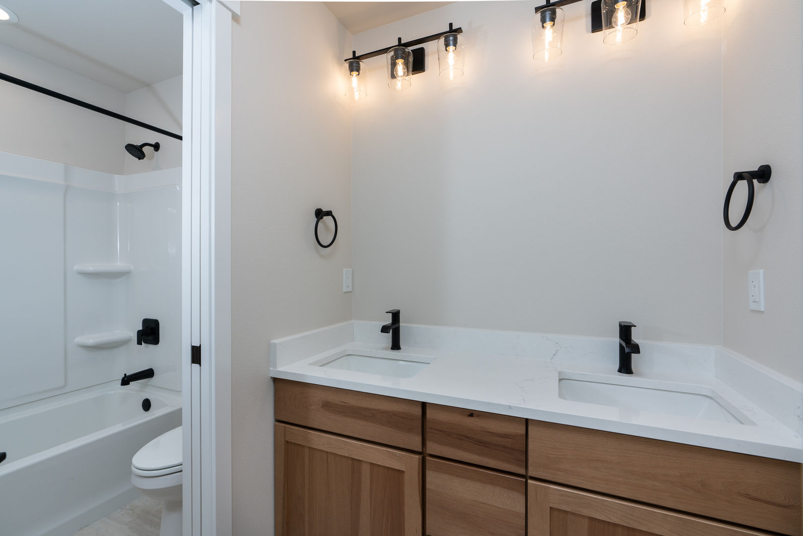 Bright new construction bathroom